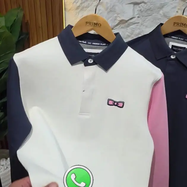 Polo tricolore — Blanc/bleu/rose