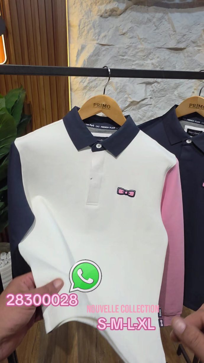 Polo tricolore — Blanc/bleu/rose